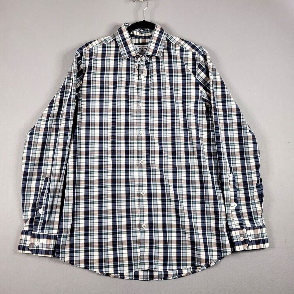 Mizzen & Main Leeward Shirt Mens L Plaid Button Up Trim Fit L/S Stretch USA